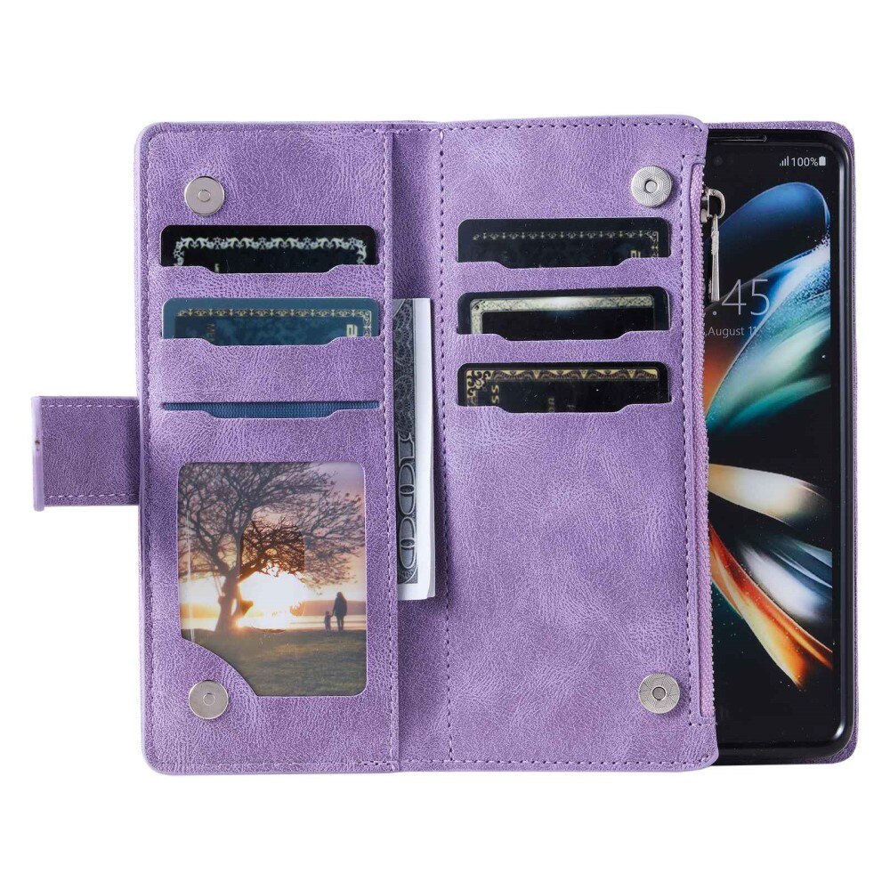 Lommebokveske Samsung Galaxy Z Fold 4 Quilted lilla