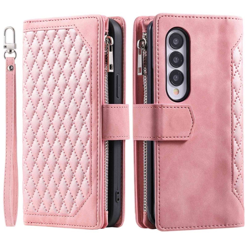 Lommebokveske Samsung Galaxy Z Fold 4 Quilted Rosa
