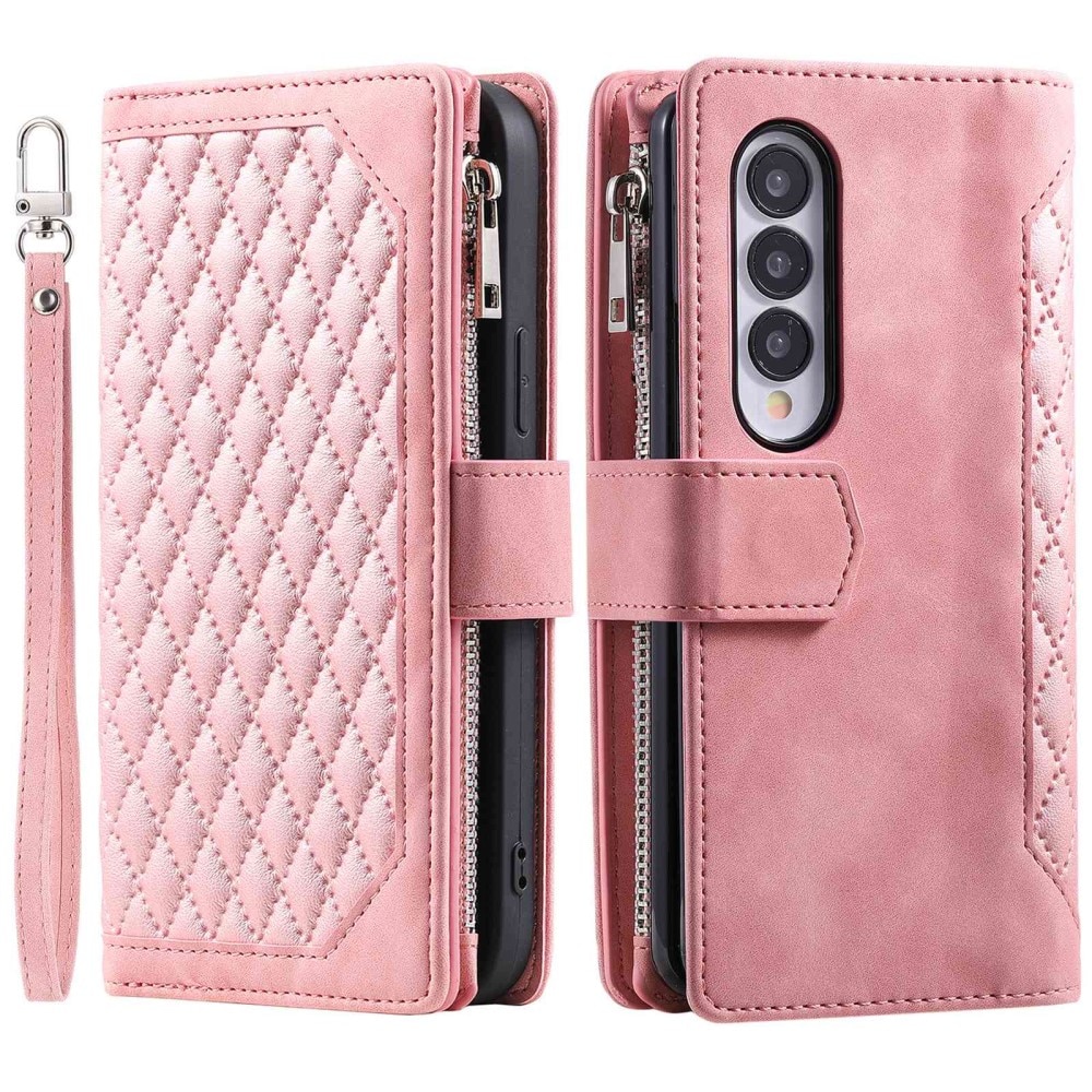 Lommebokveske Samsung Galaxy Z Fold 4 Quilted rosa