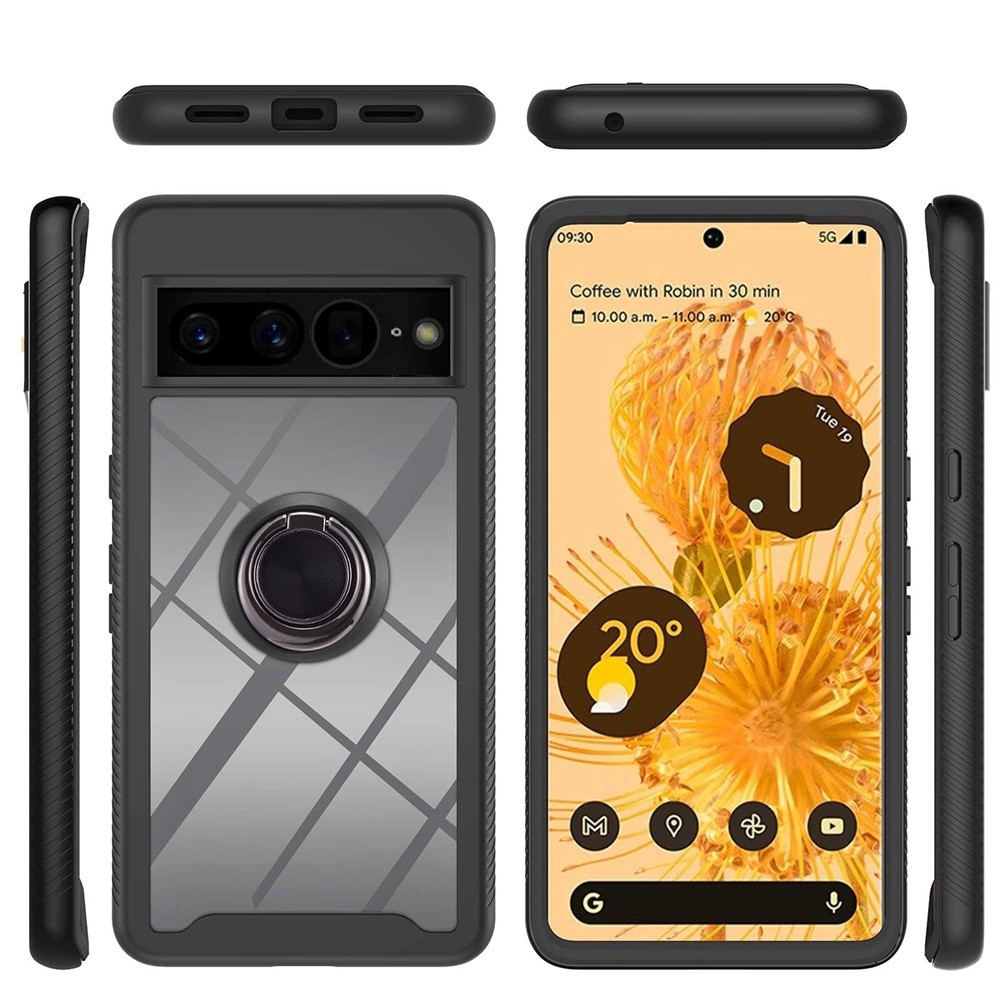 Full Cover Deksel ringholder Google Pixel 7 Pro svart