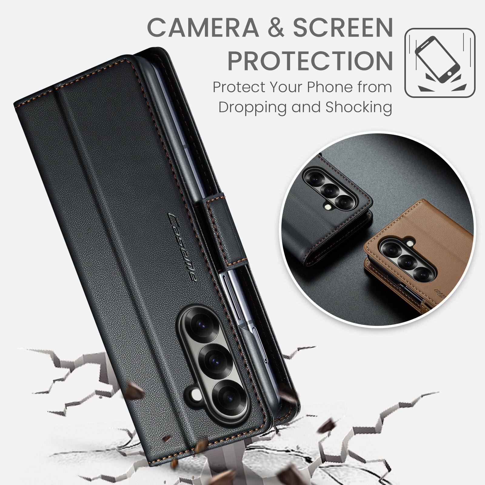 RFID blocking Slim Lommebokveske Samsung Galaxy Z Fold 7 svart