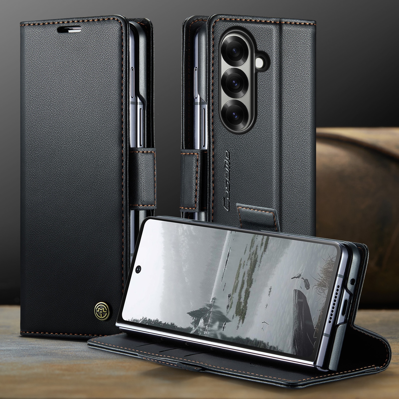 RFID blocking Slim Lommebokveske Samsung Galaxy Z Fold 7 svart