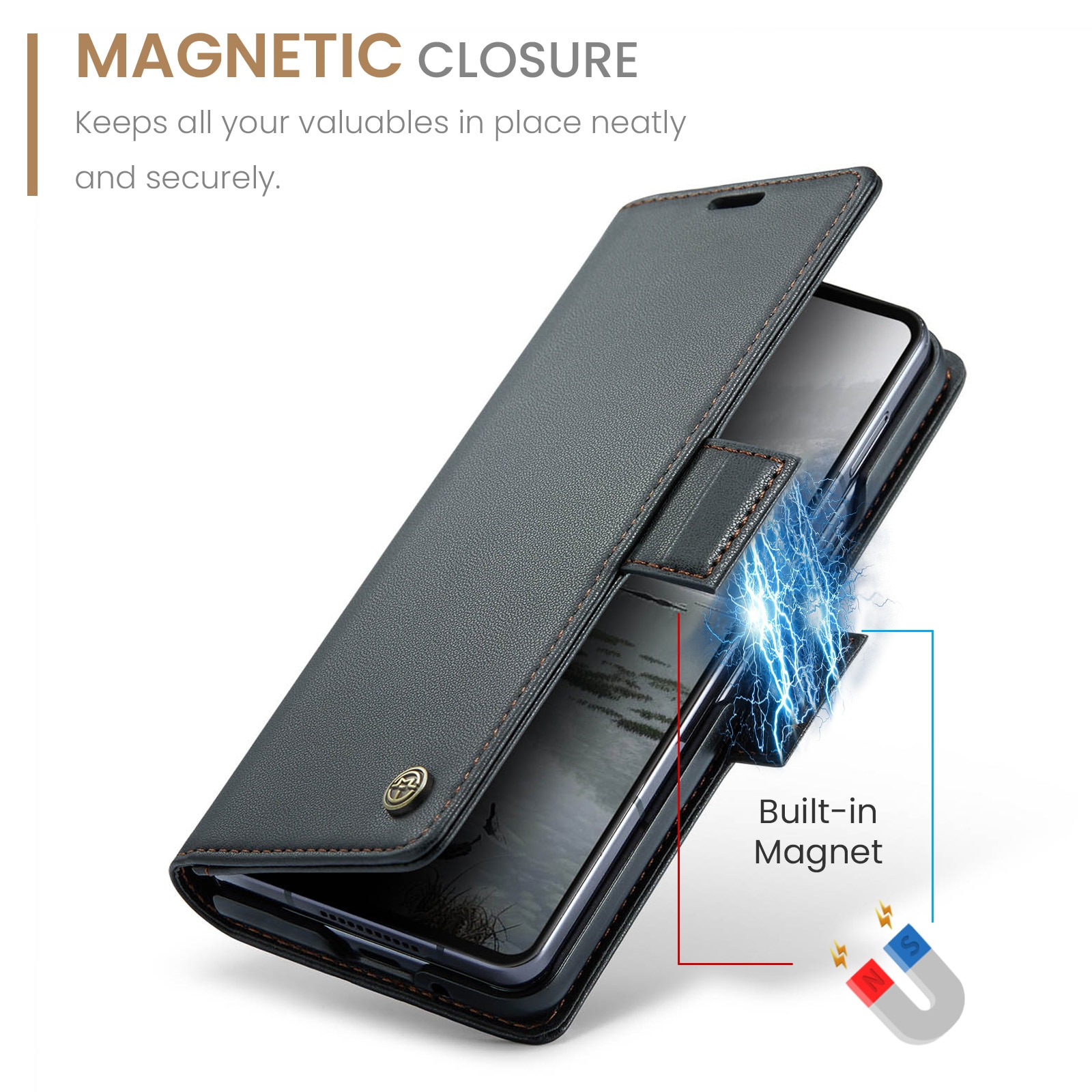 RFID blocking Slim Lommebokveske Samsung Galaxy Z Fold 7 svart