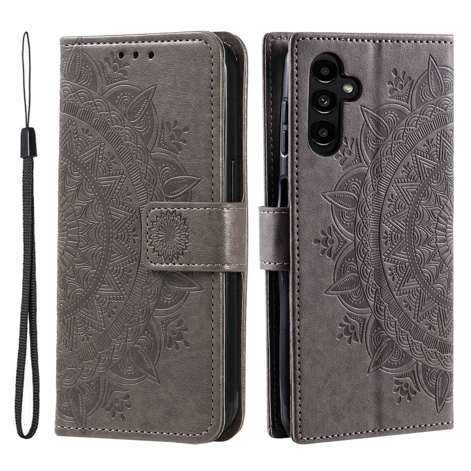 Lærveske Mandala Samsung Galaxy S25 FE Grå