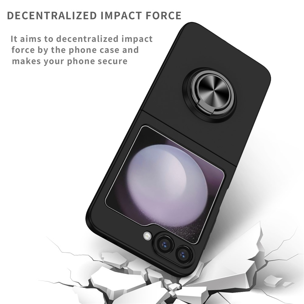 Samsung Galaxy Z Flip 7 Deksel magnetisk ringholder svart