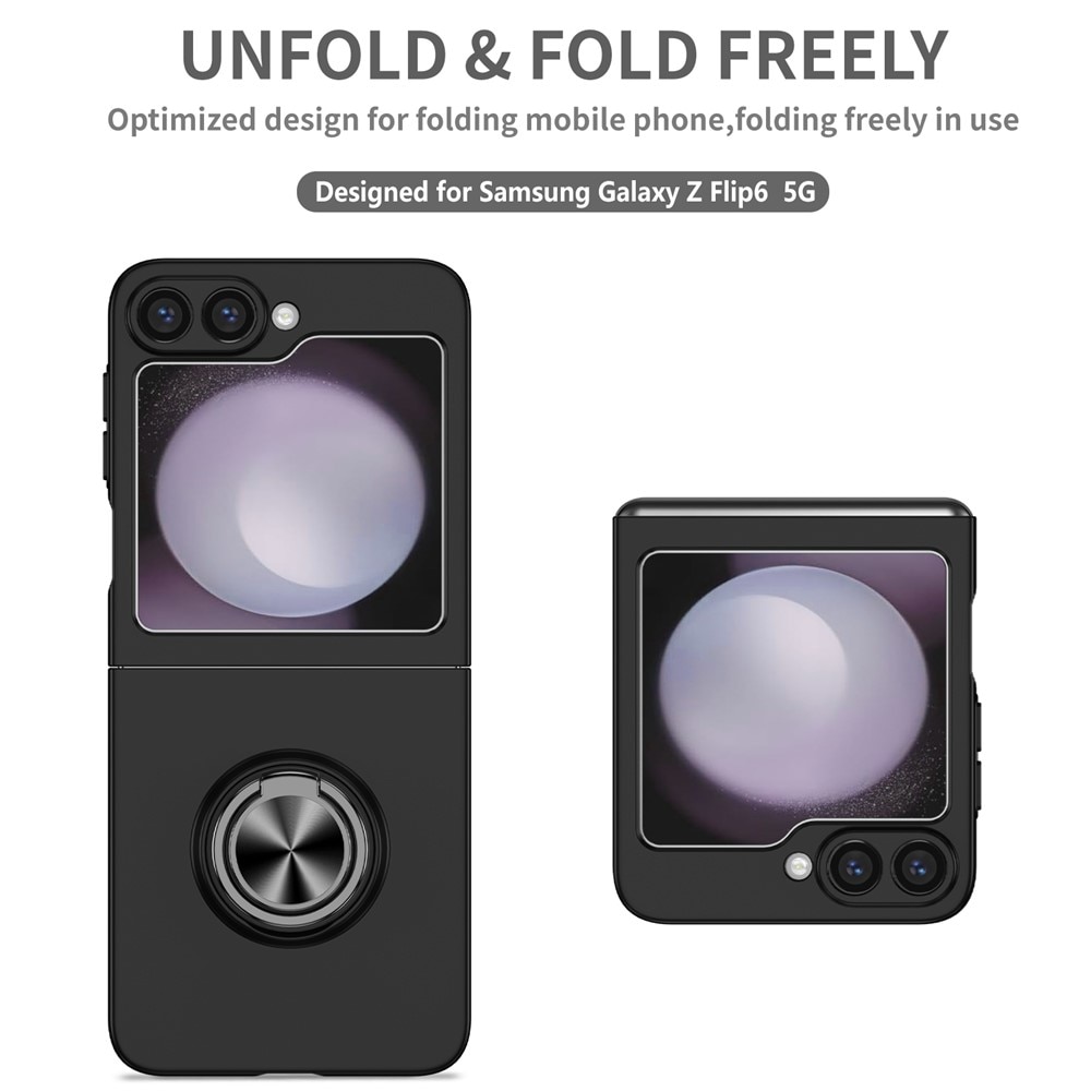 Samsung Galaxy Z Flip 7 Deksel magnetisk ringholder svart