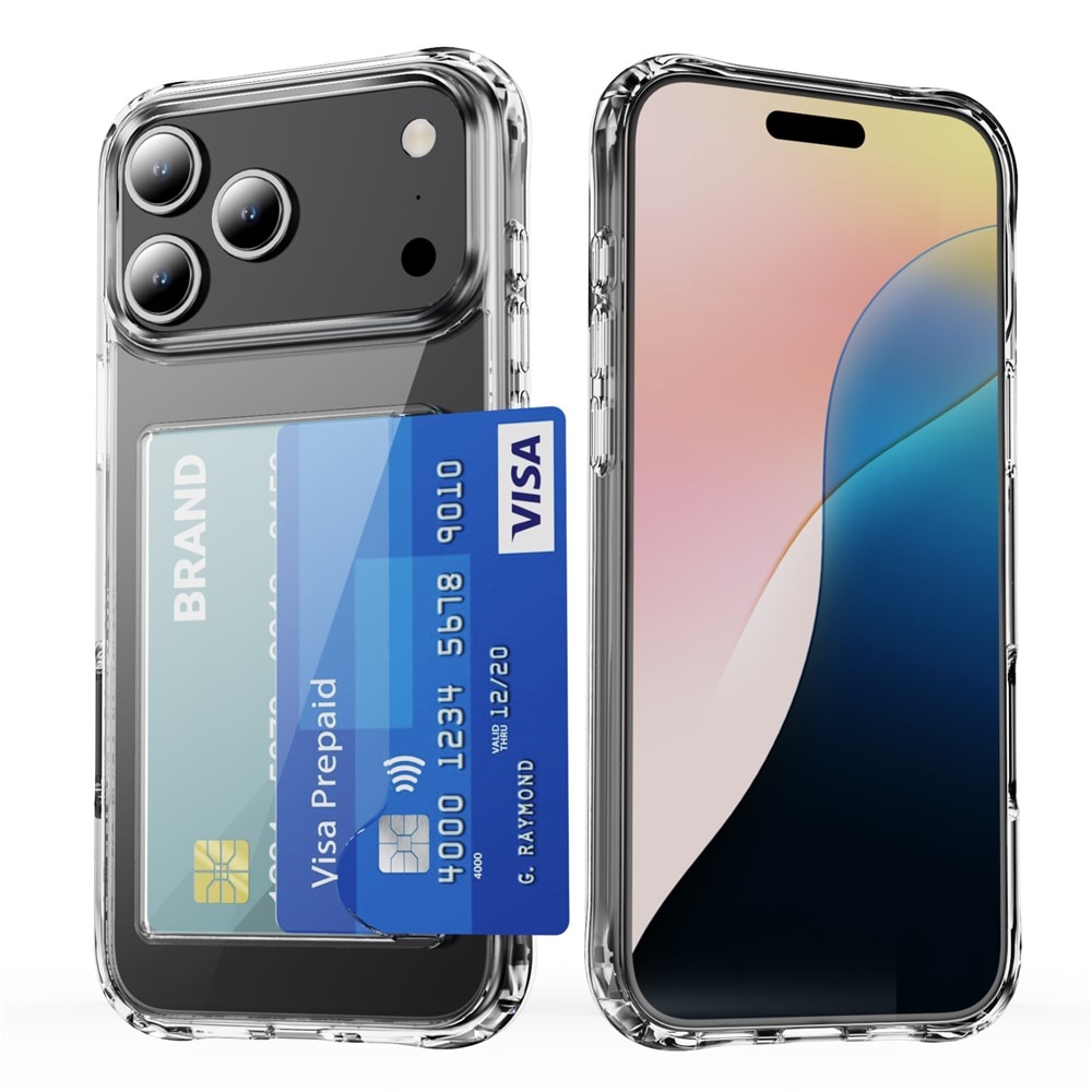 Hybriddeksel Kortholder iPhone 17 Pro Max Gjennomsiktig