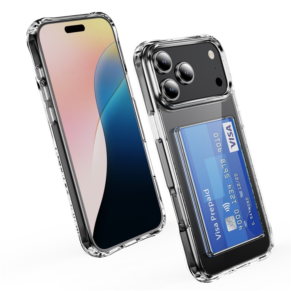 Hybriddeksel Kortholder iPhone 17 Pro Max Gjennomsiktig