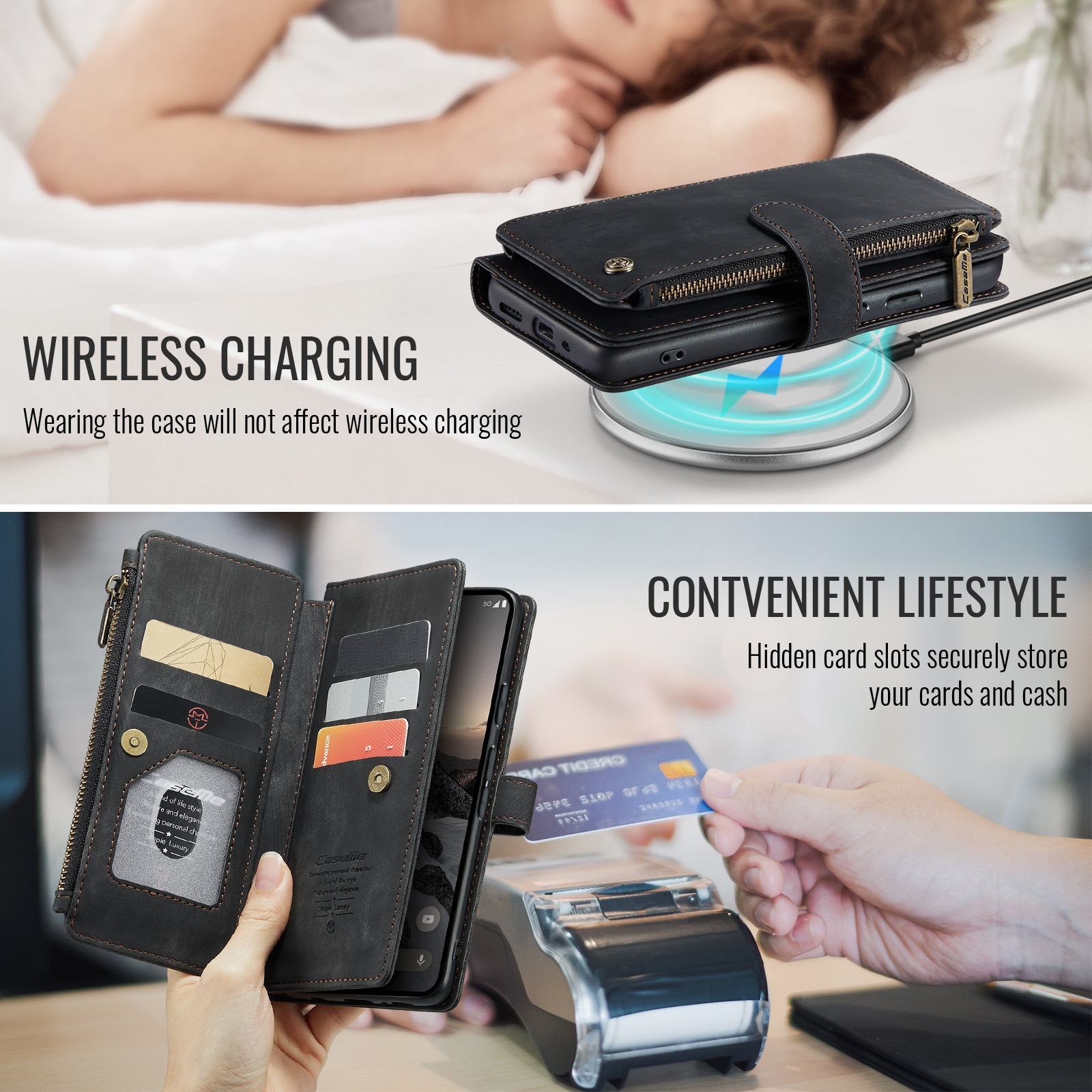 Zipper Wallet Google Pixel 10 Svart