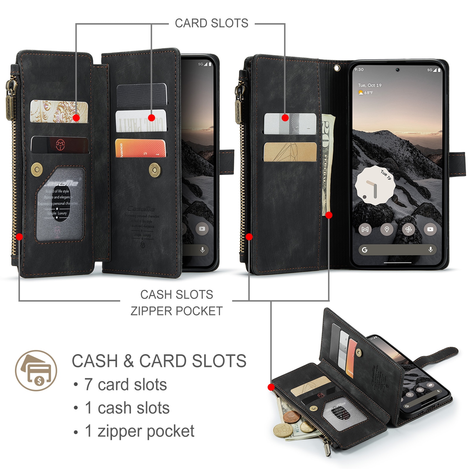 Zipper Wallet Google Pixel 10 Svart