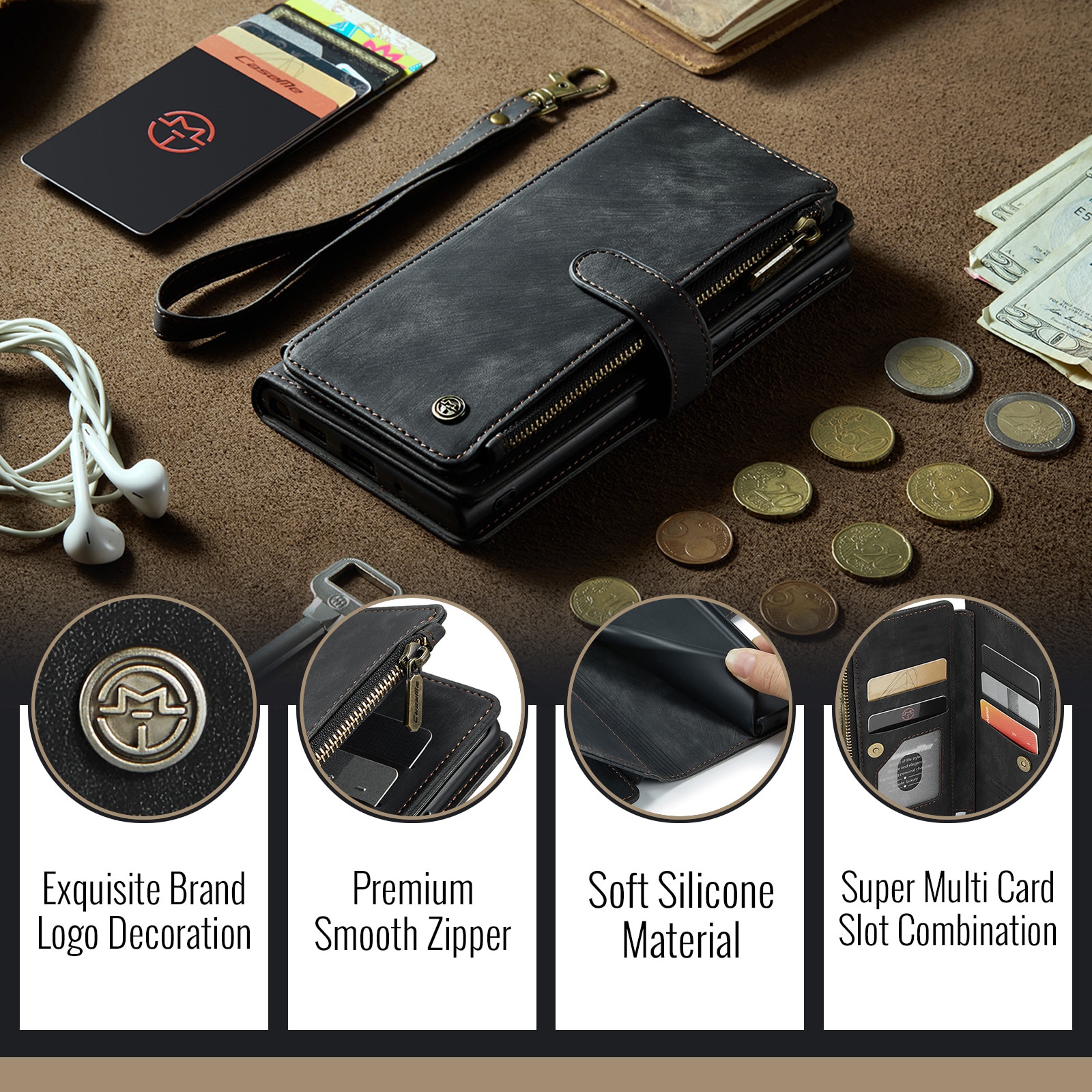 Zipper Wallet Google Pixel 10 Svart