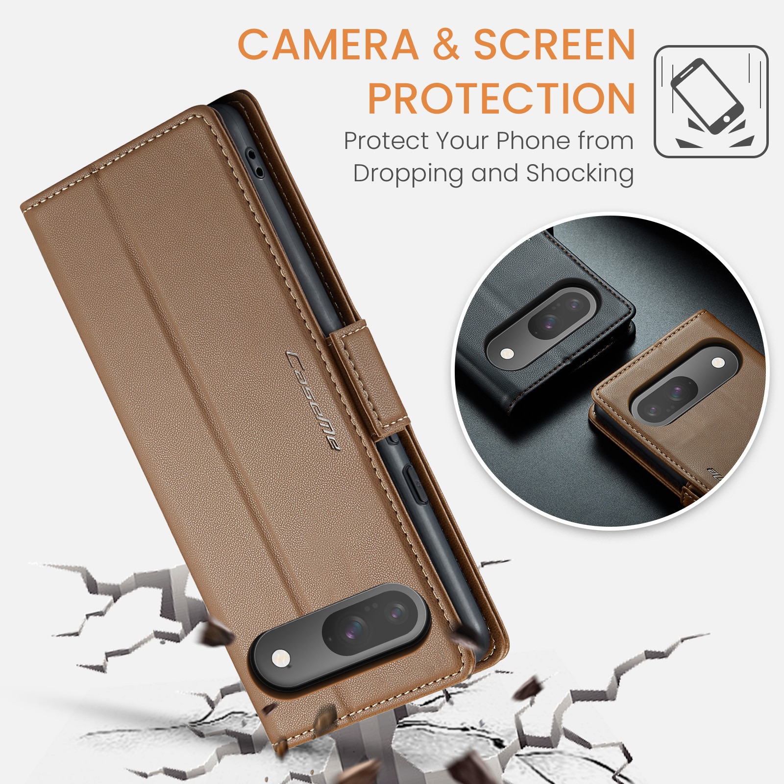 RFID blocking Slim Lommebokveske Google Pixel 10 Brun