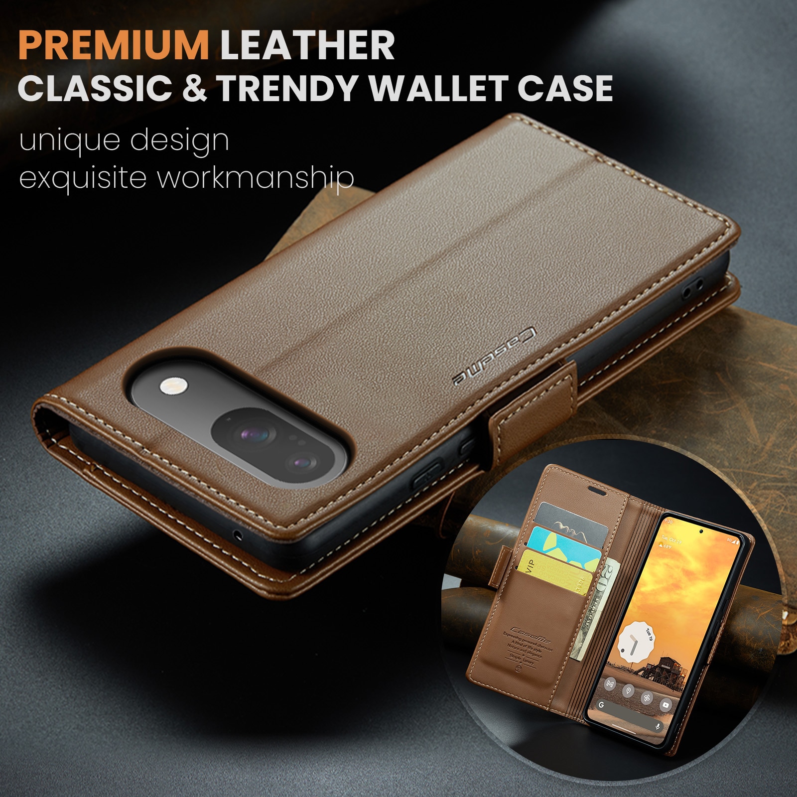 RFID blocking Slim Lommebokveske Google Pixel 10 Brun