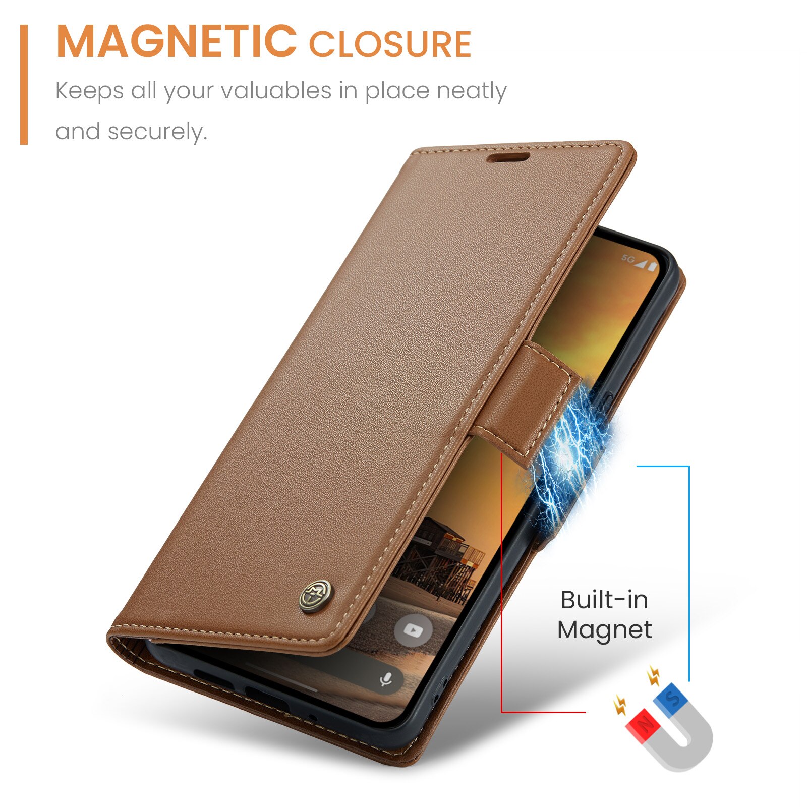RFID blocking Slim Lommebokveske Google Pixel 10 Brun