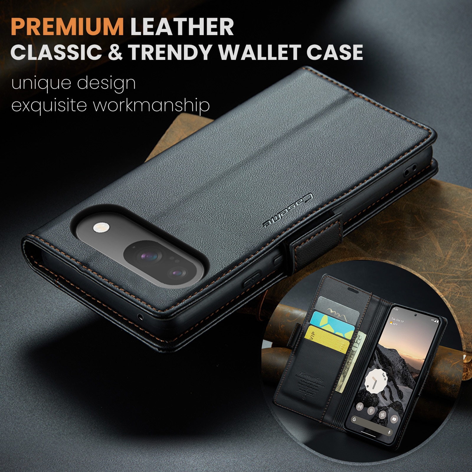 RFID blocking Slim Lommebokveske Google Pixel 10 Pro Svart
