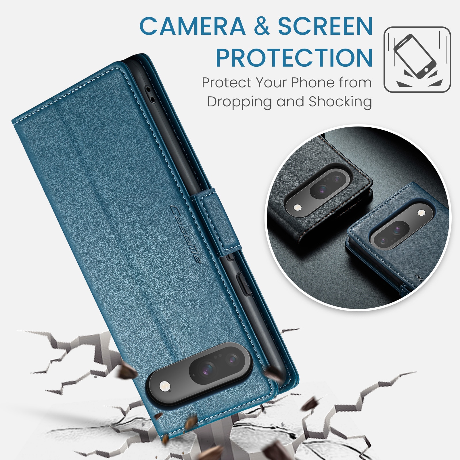 RFID blocking Slim Lommebokveske Google Pixel 10 Pro Blå