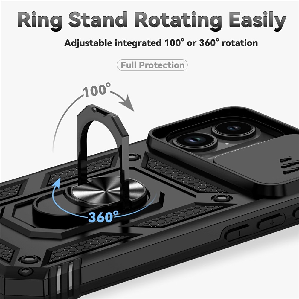 Hybriddeksel Ring + Kamerabeskyttelse iPhone 17 Svart