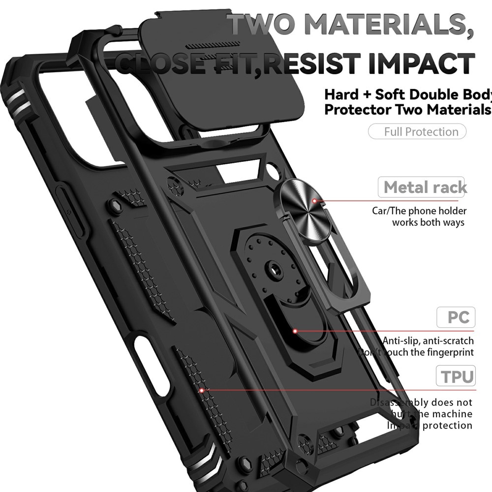 Hybriddeksel Ring + Kamerabeskyttelse iPhone 17 Pro Svart