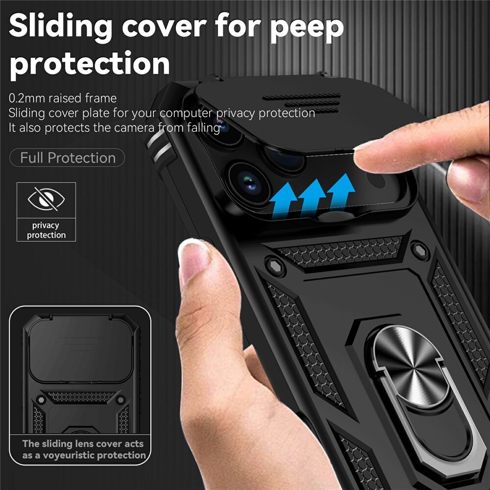 Hybriddeksel Ring + Kamerabeskyttelse iPhone 17 Pro Svart