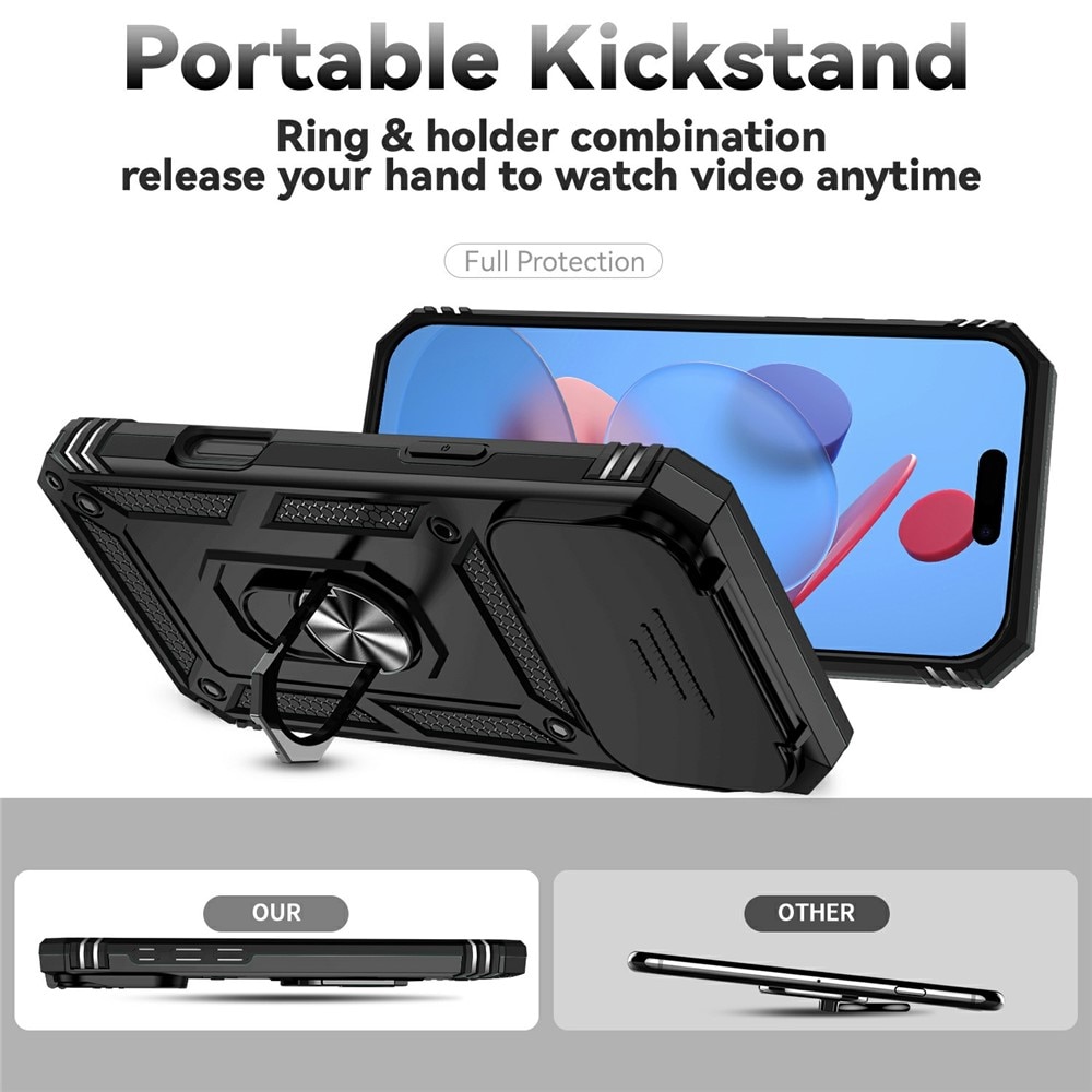 Hybriddeksel Ring + Kamerabeskyttelse iPhone 17 Pro Max Svart