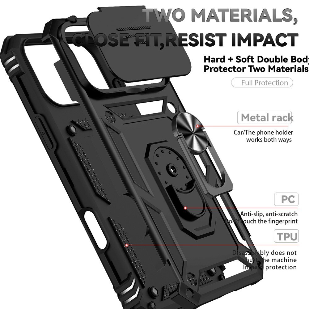 Hybriddeksel Ring + Kamerabeskyttelse iPhone 17 Pro Max Svart