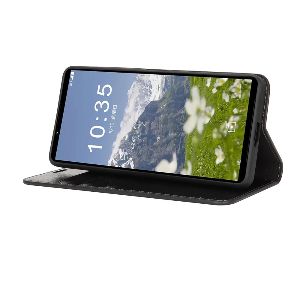 Mobiletui Ekte Lær Sony Xperia 1 VII Svart