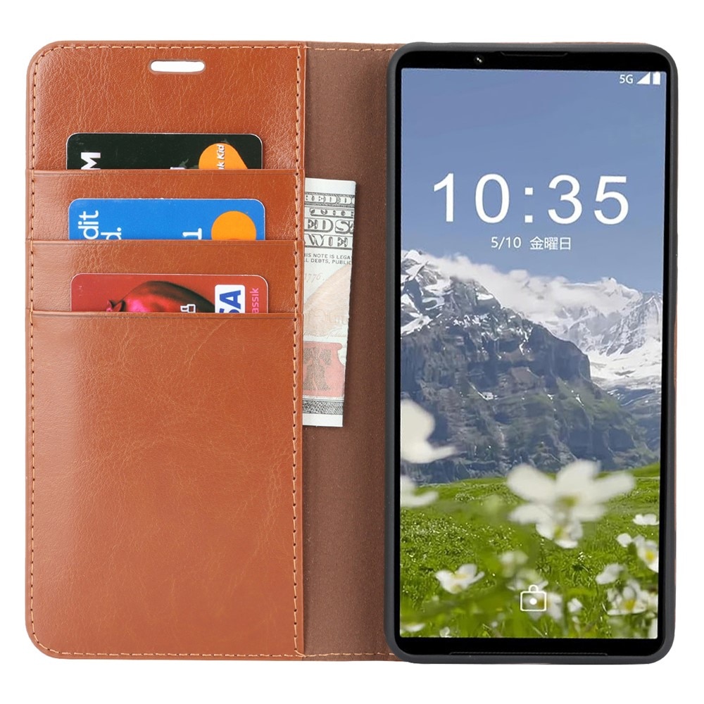 Mobiletui Ekte Lær Sony Xperia 1 VII Brun