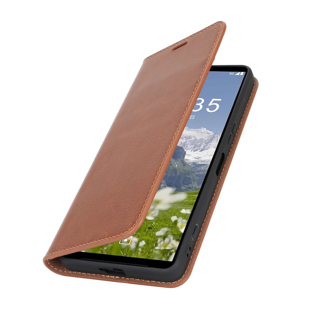 Mobiletui Ekte Lær Sony Xperia 1 VII Brun