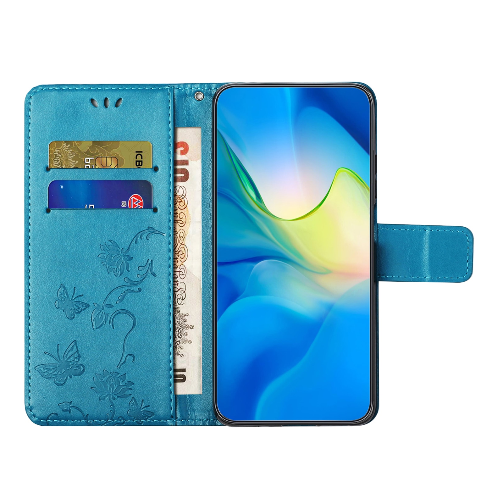 Lærveske Sommerfugler Samsung Galaxy S25 FE Blå
