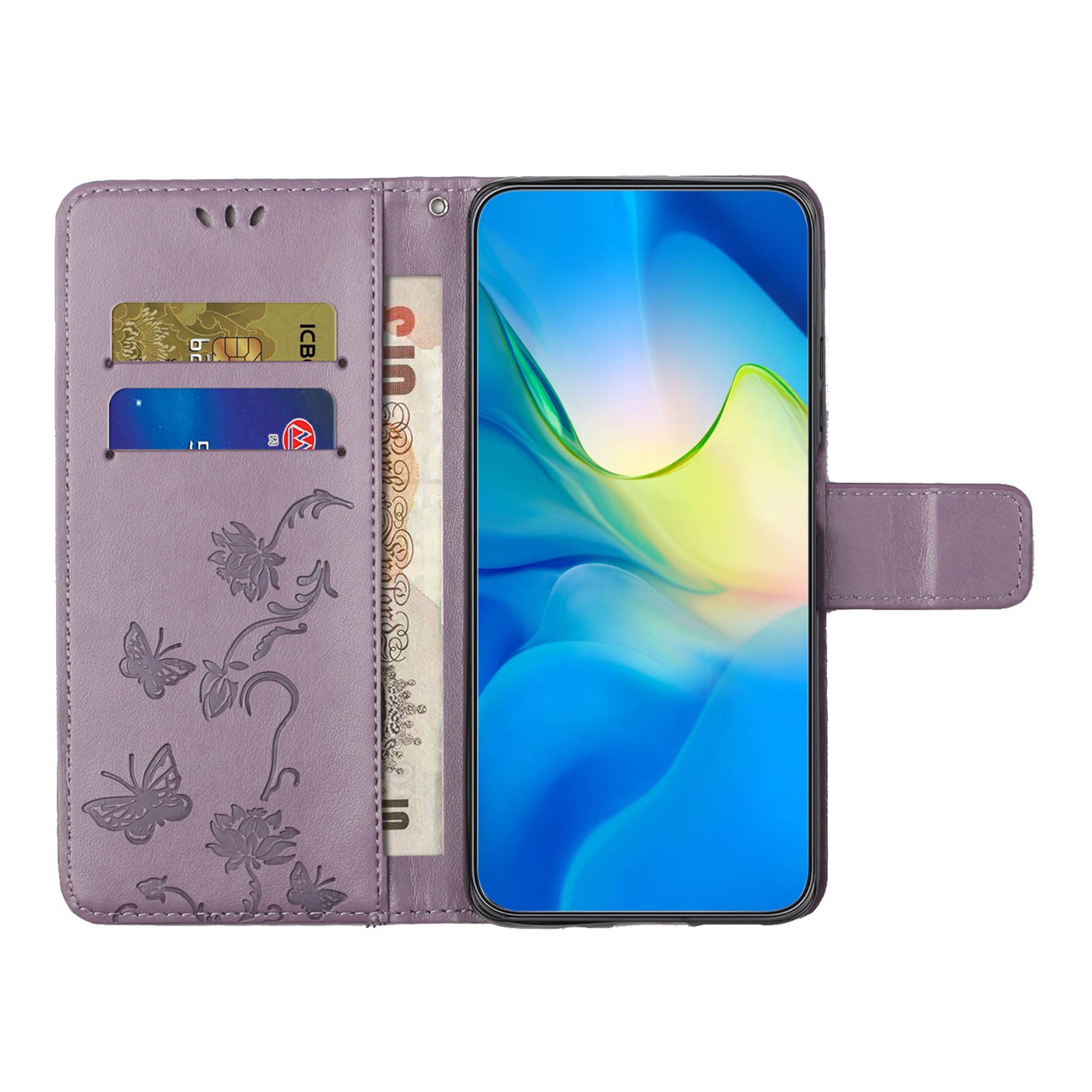Lærveske Sommerfugler Samsung Galaxy S25 FE Lilla
