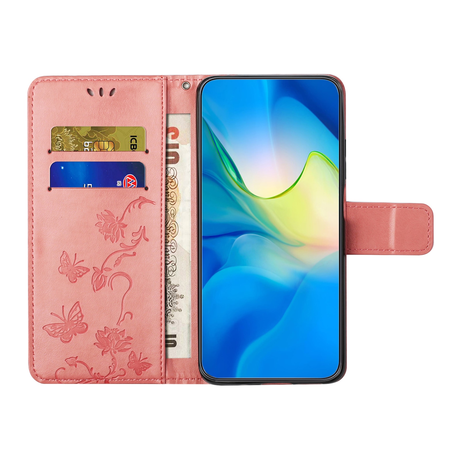 Lærveske Sommerfugler Samsung Galaxy S25 FE Rosa