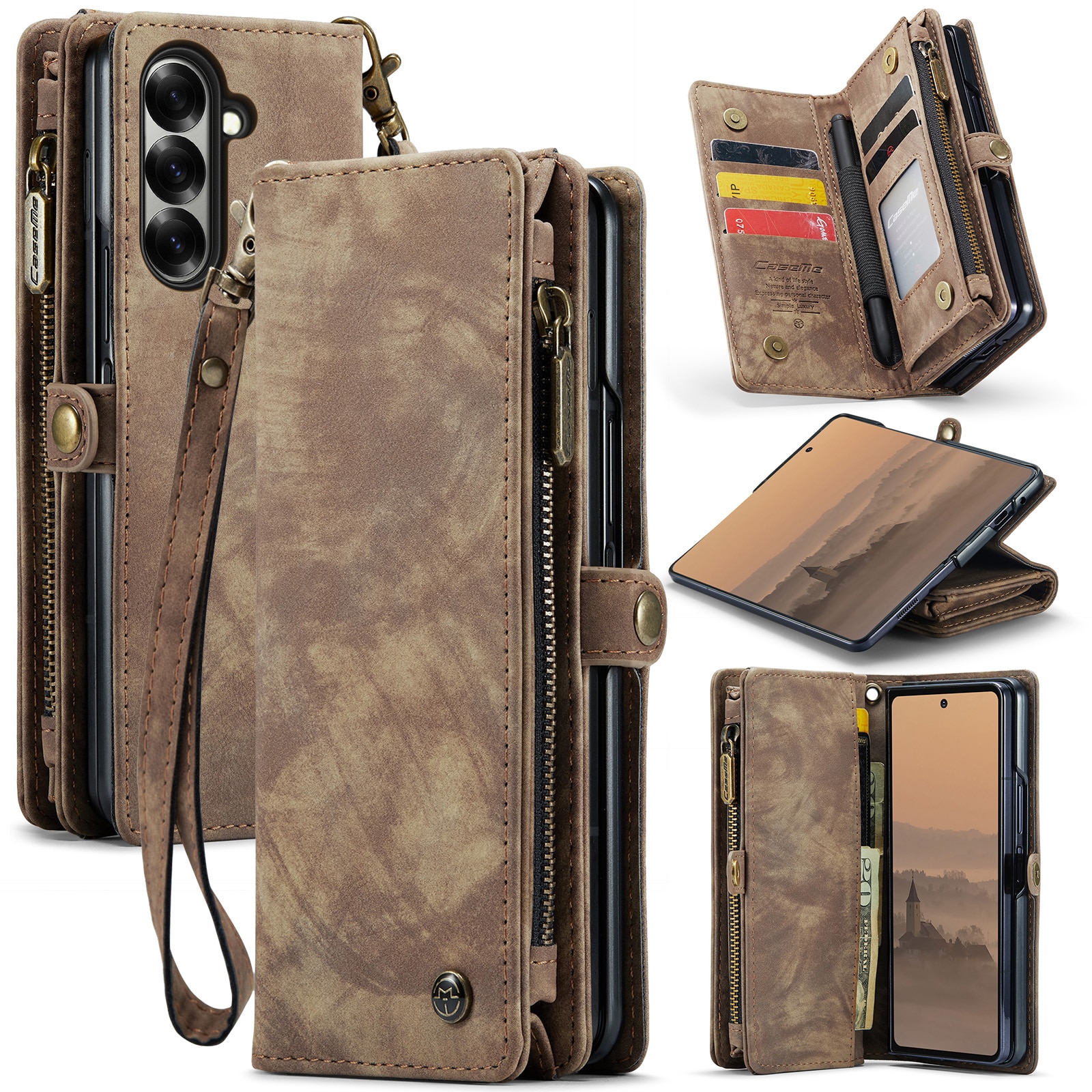 Multi-slot Lommeboksetui Samsung Galaxy Z Fold 7 Brun