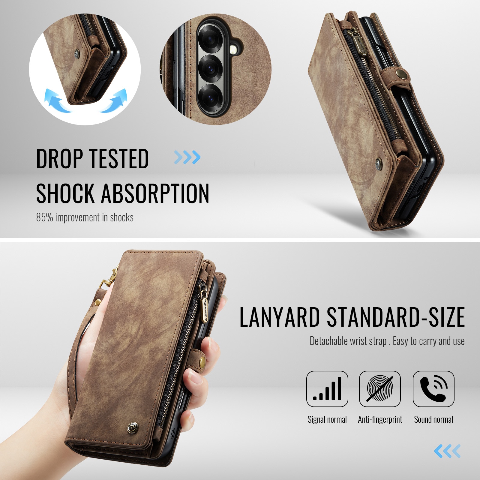 Multi-slot Lommeboksetui Samsung Galaxy Z Fold 7 Brun