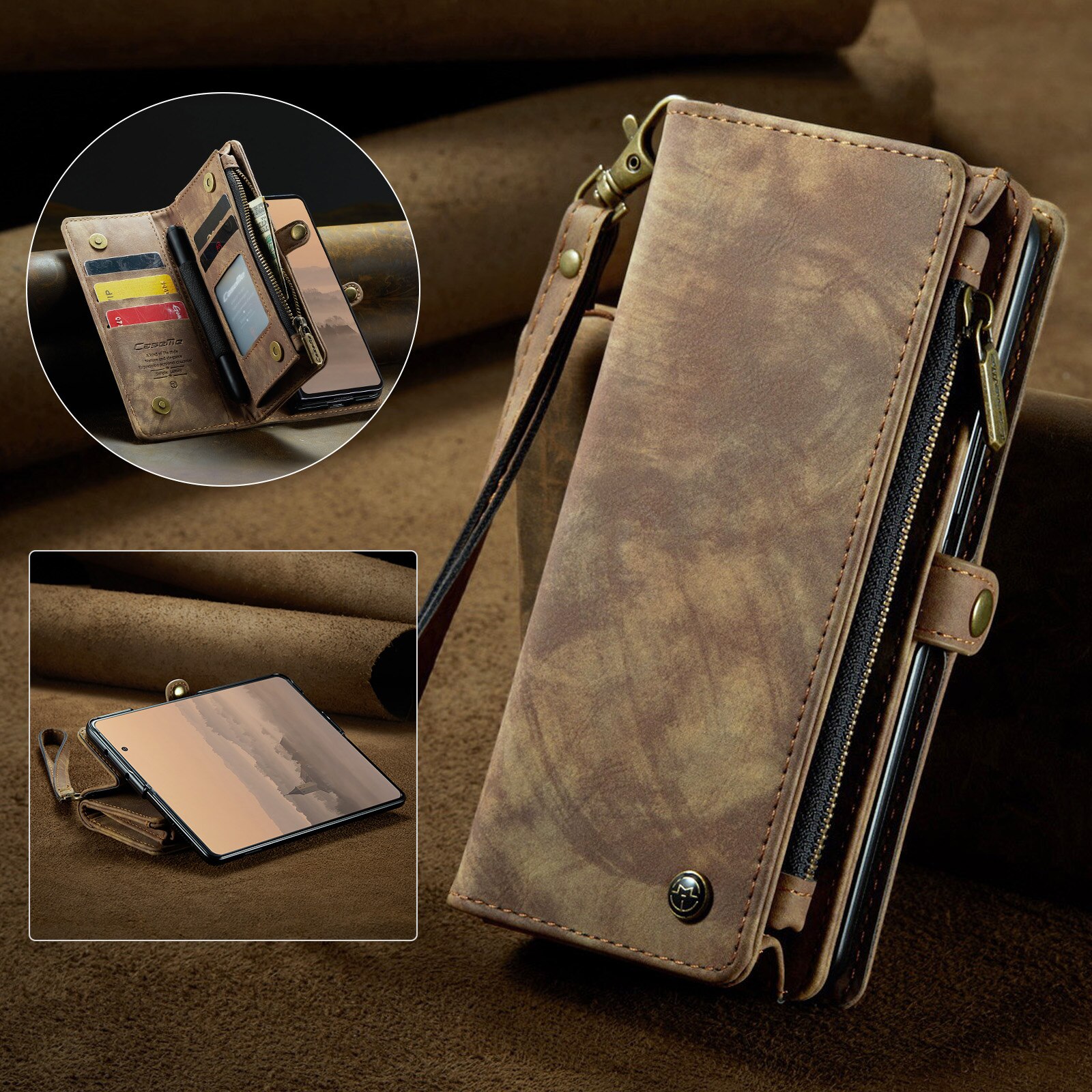 Multi-slot Lommeboksetui Samsung Galaxy Z Fold 7 Brun