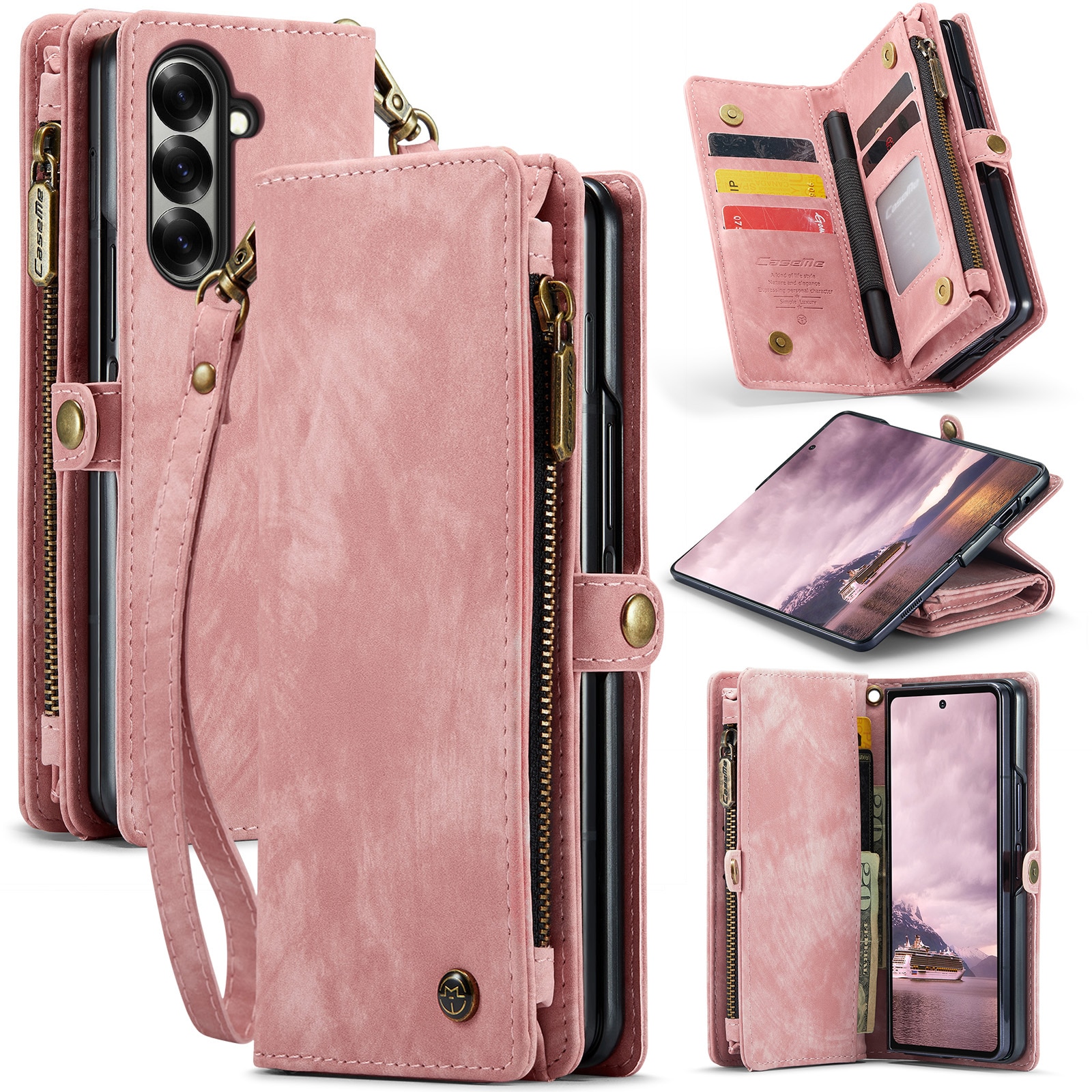 Multi-slot Lommeboksetui Samsung Galaxy Z Fold 7 Rosa