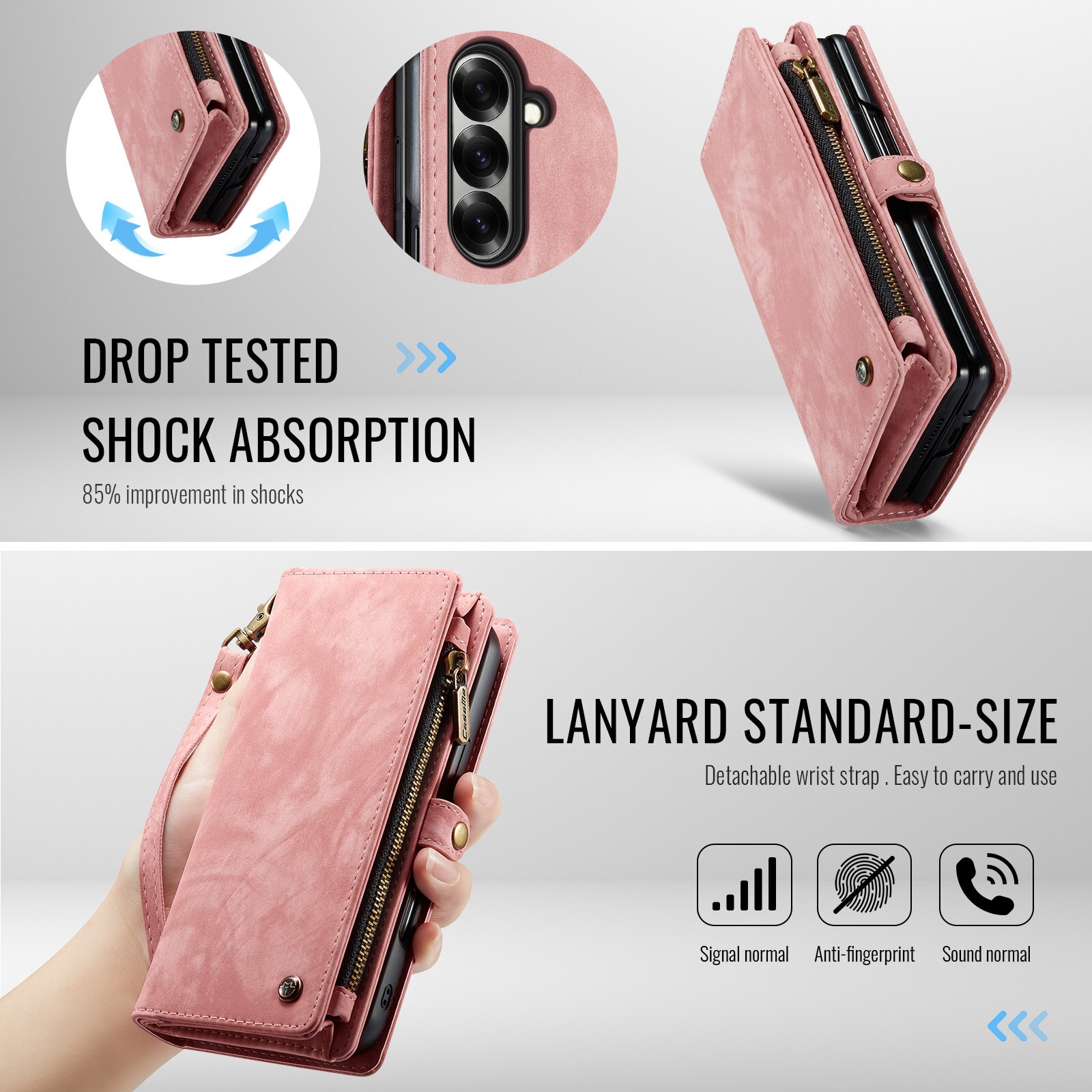 Multi-slot Lommeboksetui Samsung Galaxy Z Fold 7 Rosa