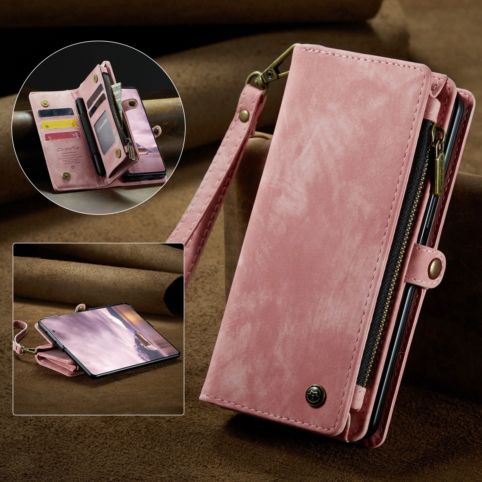 Multi-slot Lommeboksetui Samsung Galaxy Z Fold 7 Rosa