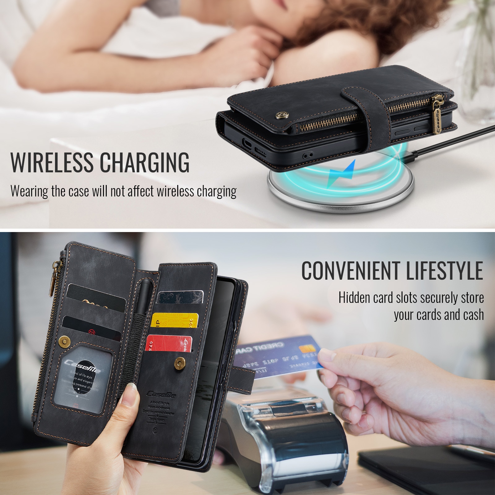 Zipper Wallet Samsung Galaxy Z Fold 7 svart