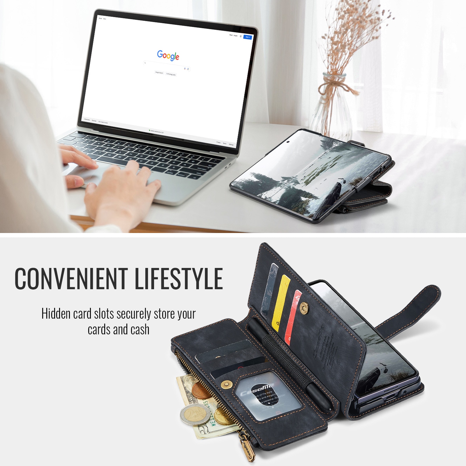 Zipper Wallet Samsung Galaxy Z Fold 7 svart