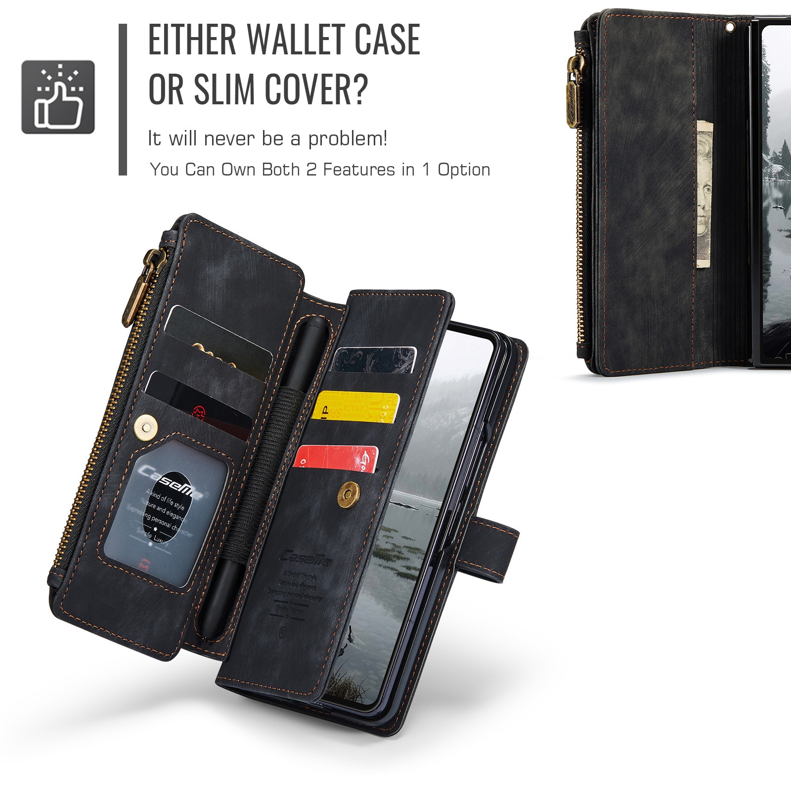 Zipper Wallet Samsung Galaxy Z Fold 7 svart