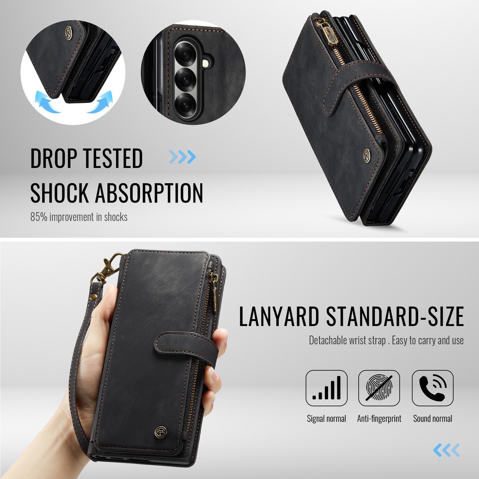 Zipper Wallet Samsung Galaxy Z Fold 7 svart