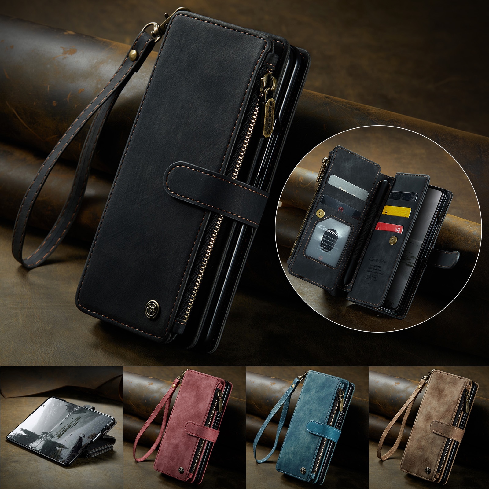 Zipper Wallet Samsung Galaxy Z Fold 7 svart