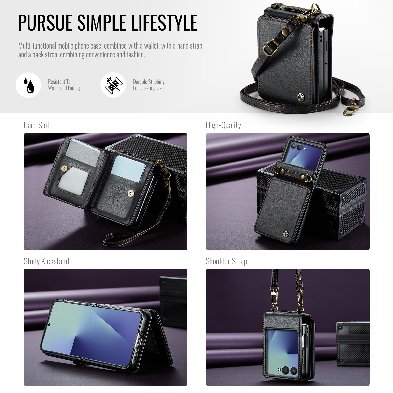 RFID blocking Lommebokdeksel Samsung Galaxy Z Flip 7 Svart