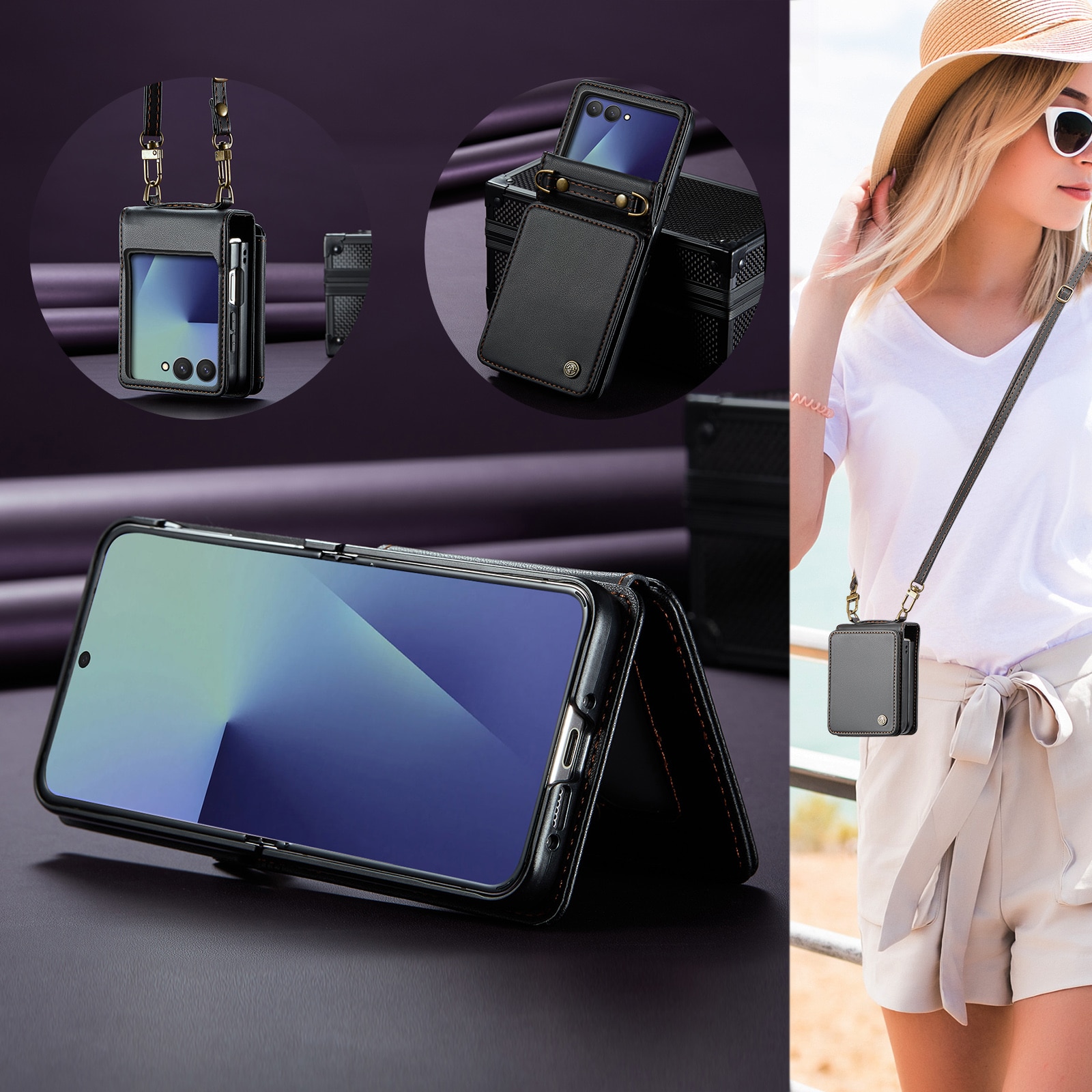 RFID blocking Lommebokdeksel Samsung Galaxy Z Flip 7 Svart