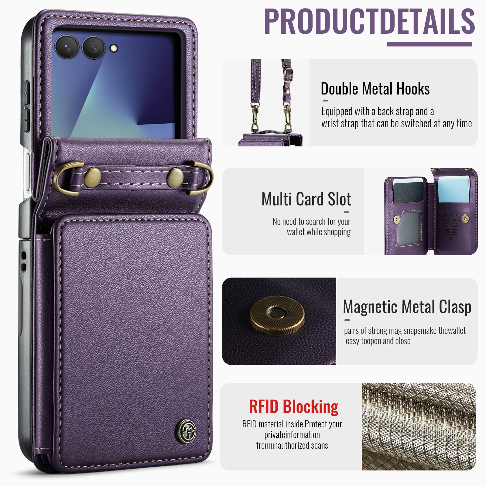 RFID blocking Lommebokdeksel Samsung Galaxy Z Flip 7 Lilla