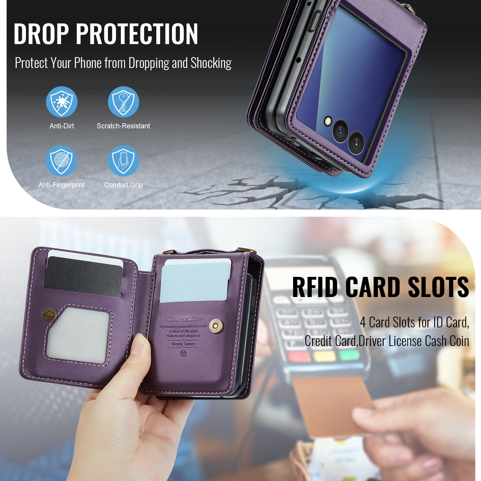 RFID blocking Lommebokdeksel Samsung Galaxy Z Flip 7 Lilla