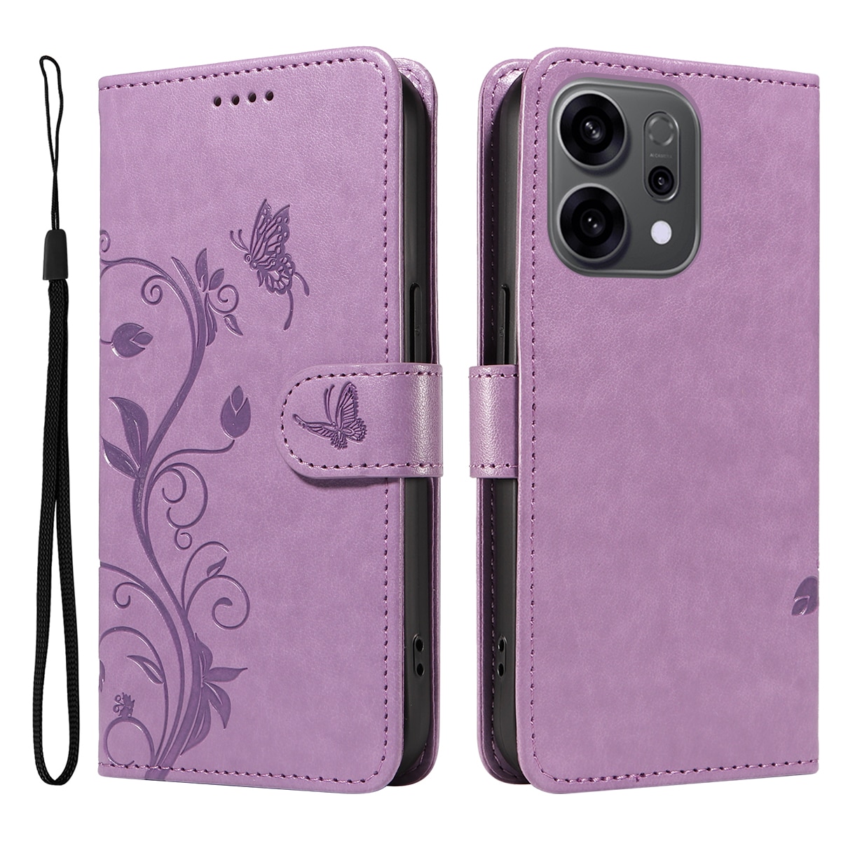 Lærveske Sommerfugler Oppo Reno 14 Lilla