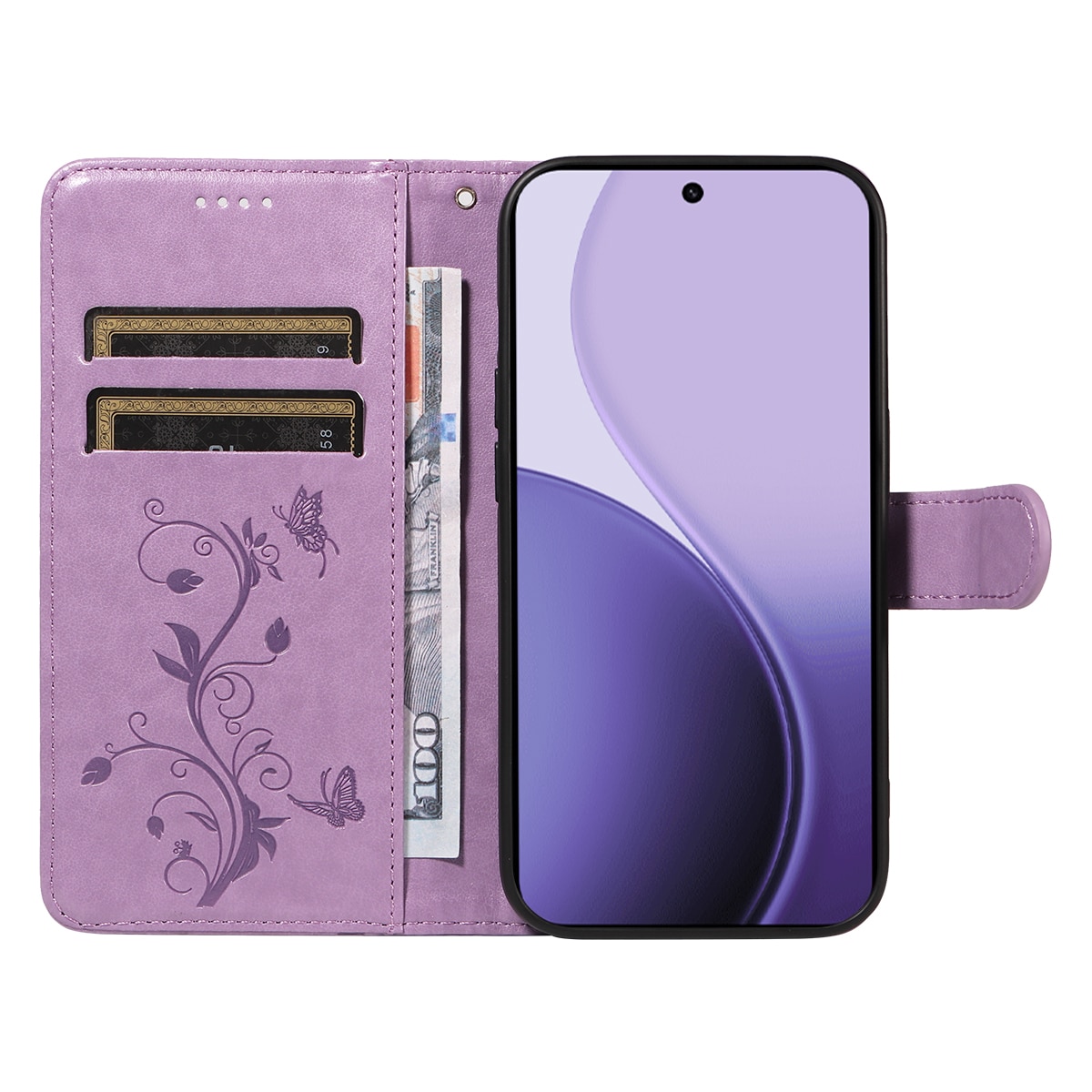 Lærveske Sommerfugler Oppo Reno 14 Lilla