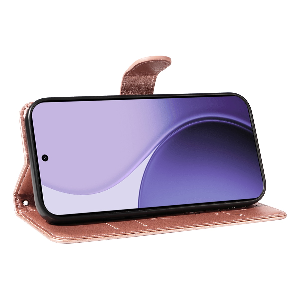 Lærveske Sommerfugler Oppo Reno 14 Rosegull