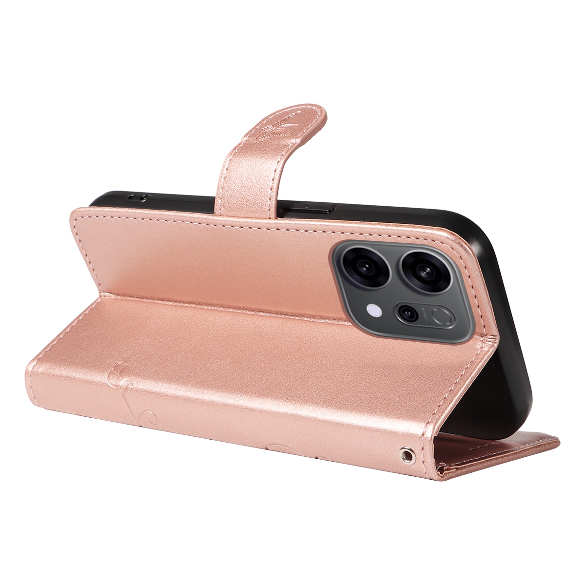 Lærveske Sommerfugler Oppo Reno 14 Rosegull